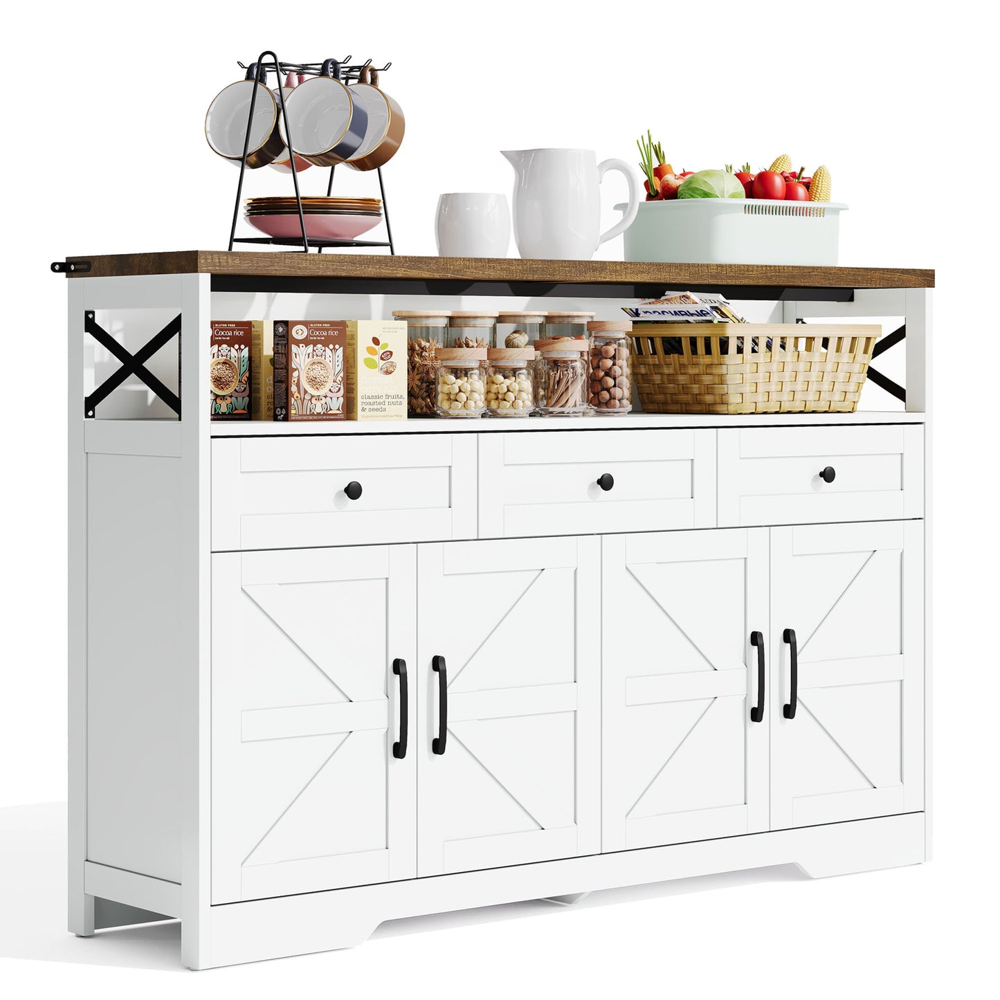 Buffetkastje – Dressoir – Sidetable – Opbergkast – Landelijke Stijl – 140 CM Breed – Hoogwaardig MDF