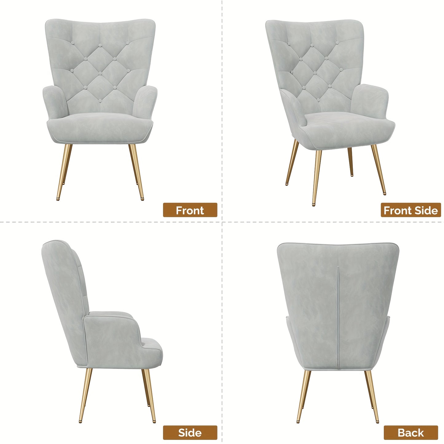 Fauteuil – Armstoel – Relaxstoel – Beklede Stoel – Lounge Stoel – Grijs – Fluwelen Bekleding – Ergonomisch Met Metalen Poten