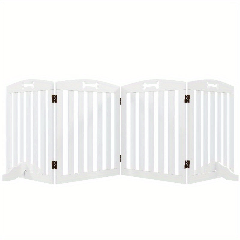Hondenhek – Puppyhek – Hondenbarrière – Huisdierhek – Hondenafscheiding – Vouwdeur Met 4 Panelen – Anti-Slip Voetjes – Modern Wit Design – Stevig En Gemakkelijk Te Monteren