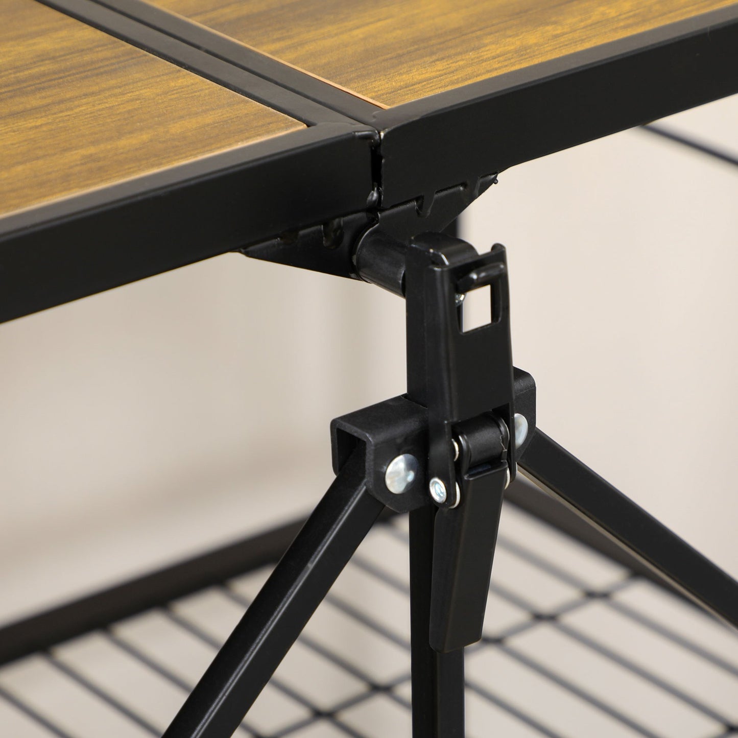 Keukentrolley – Serveerwagen – Opbergtrolley – Werktafel – Mobiele Keukenkar – Industrieel Design – 3 Ruime Planken – Inklapbaar Met 4 Draaibare Wieltjes – Bruin/Zwart