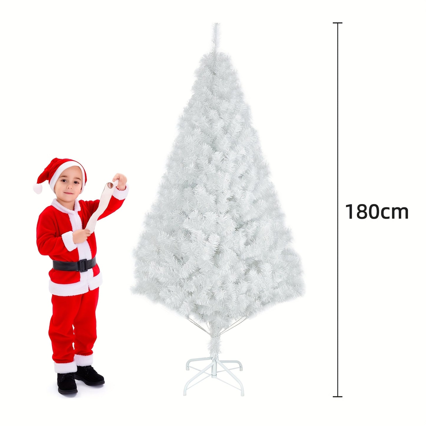 Kunstkerstboom – Kunstboom – Nepspar – Kerstboom Wit – Kunstnaaldboom – 180 cm Hoog – Stevige Metalen Standaard – Duurzaam & Onderhoudsvrij
