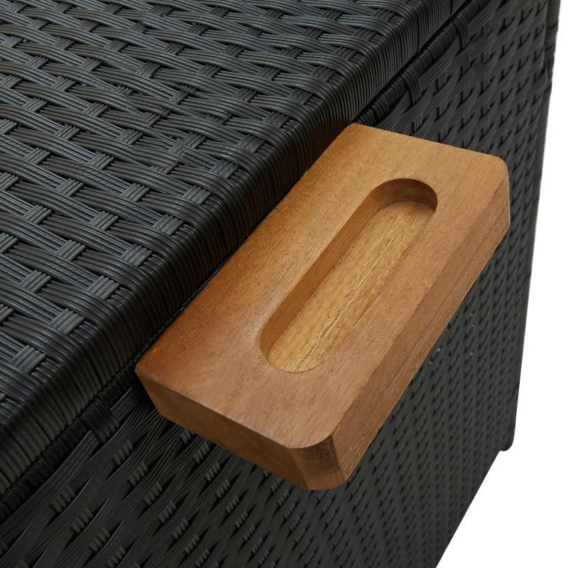 Opbergbak Buiten – Tuinbox – Opslagbak Met Wieltjes – Opbergkist – Tuinkist – Groot 120x65x61 cm – Zwart Rattan Design – Stevig Met Wieltjes