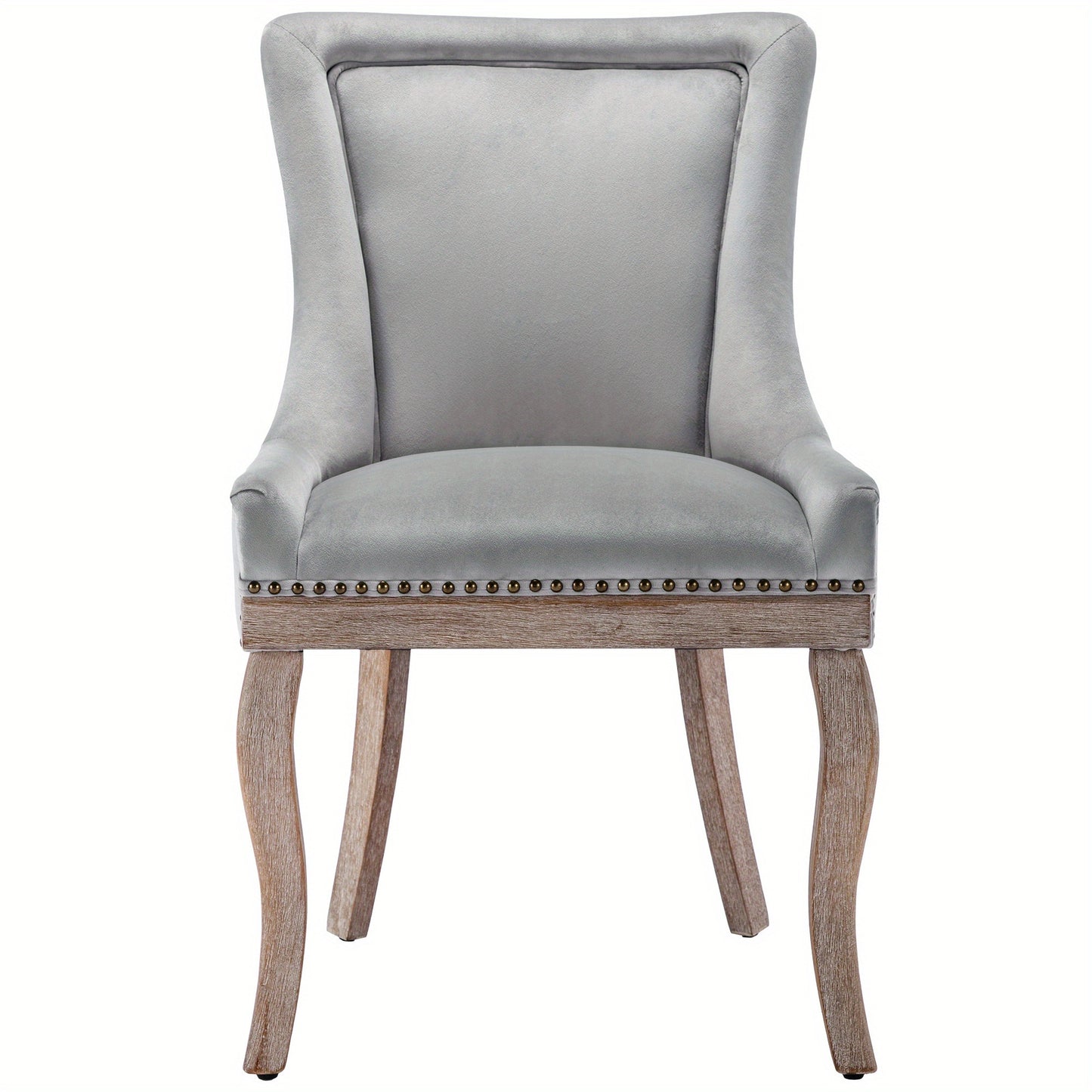 Eetkamerstoelen – Stoelen – Dining Chairs – Armstoelen – Retro Stoelen – Grijs – Bamboe Frame – Zacht Gepolsterd Met Nailhead Trim