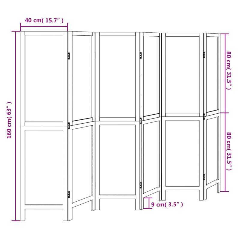 Modern 6-Panel Wooden Divider Environment - Brown Dark Solid Paulownia Wood, Removable & Reusable Indoor/Outdoor Room Divider for Living Room, Bedroom, Office, Kitchen, Dining Room, Patio, Balcony, Partition, Versatile Divide