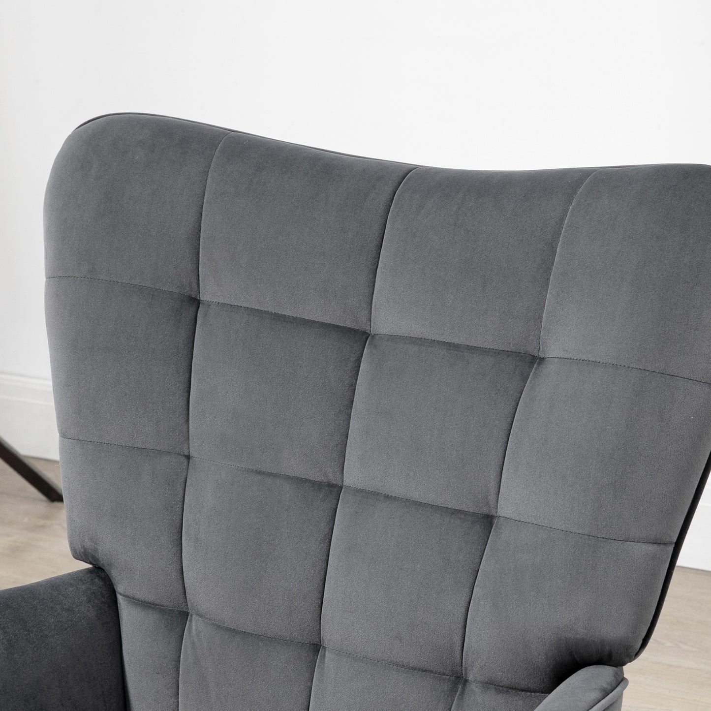 Loungefauteuil – Loungestoel – Relaxfauteuil – Fauteuil – Zithoekstoel – Hoog Draagvermogen 120 kg – Fluweelachtige Bekleding Donkergrijs