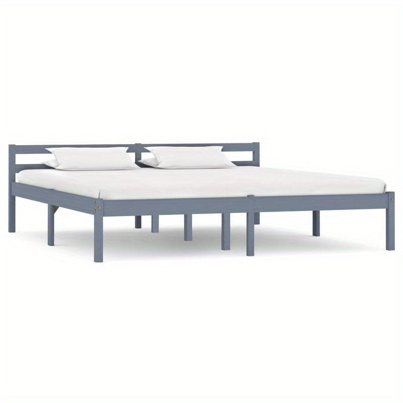 Bedframe – Massief Houten Bed – Houten Ledikant – Kiep Bed – Slaapkamer Bed – Grijs Kieferhout – 160x200 cm – Duurzaam Massief Hout