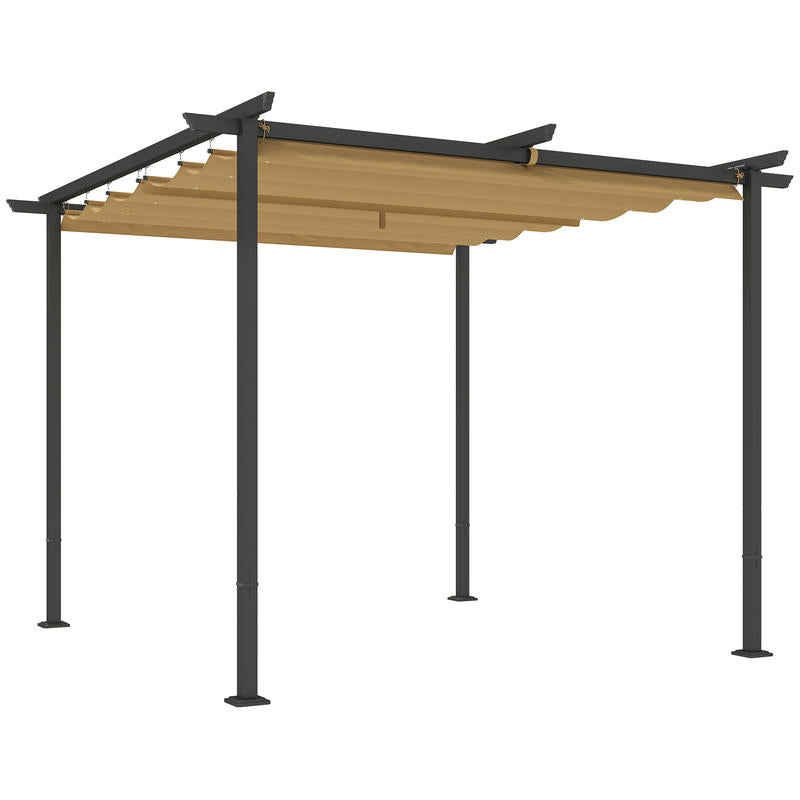 3x3m Garden Pergola with Adjustable Roof - Metal Frame, UPF30+ Sun Protection, Beige, Ideal for Veranda & Terrace, Outdoor Furniture, Patio Accessories