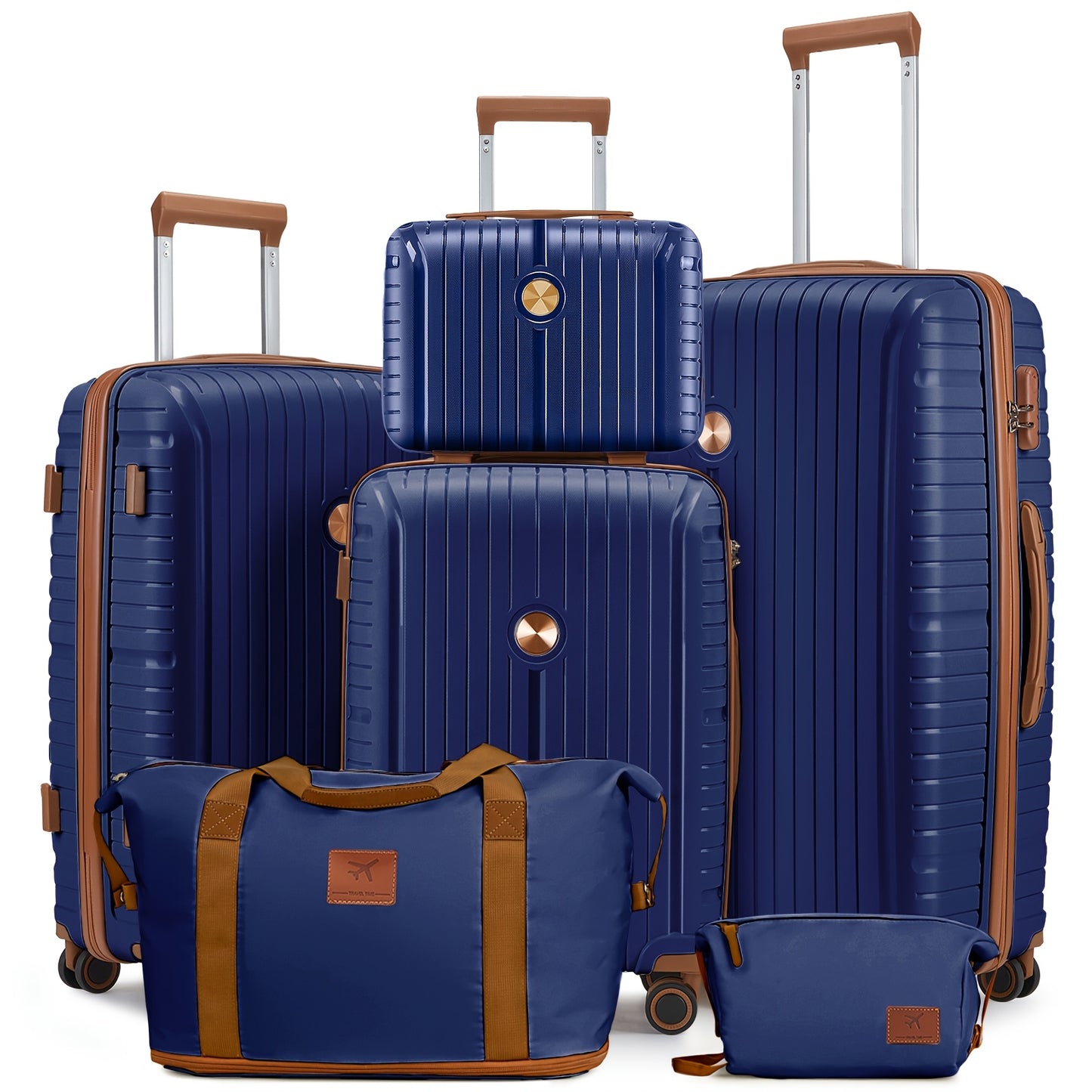 Kofferset – Reiskoffer – Trolley – Handbagage – Ruimbagage – ABS Hardcase – TSA Cijferslot – 20/24/28 Inch – Lichtgewicht – 360° Spinnerwielen – Telescopisch Handvat – Handwasbare Draagtassen – Marineblauw