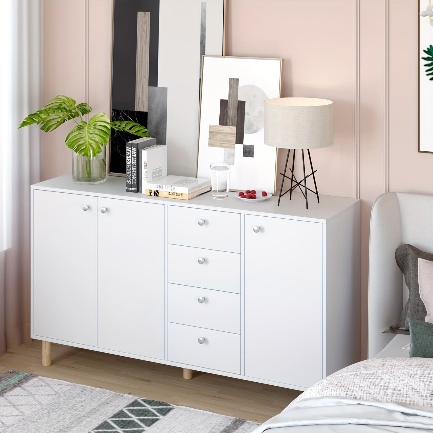 Kast – Dressoir – Opbergkast – Ladekast – Kabinet – Wit Hout – Ruime Opbergruimte – Stevig & Duurzaam Design