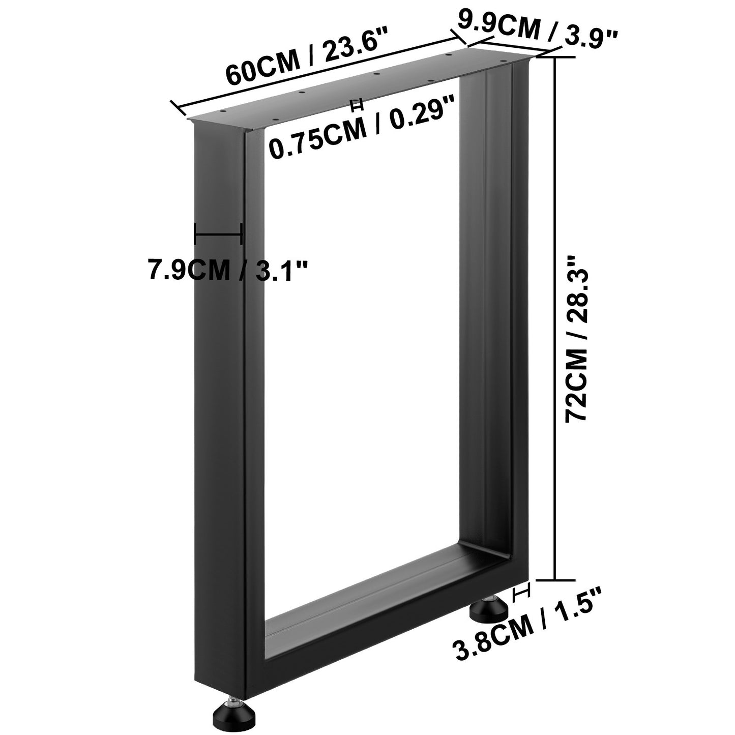 VEVOR 2PCS Metal Table Legs Industrial Coffee Table and Dining Table Legs with Max Load 1000 kg Square Legs for Home Living Room