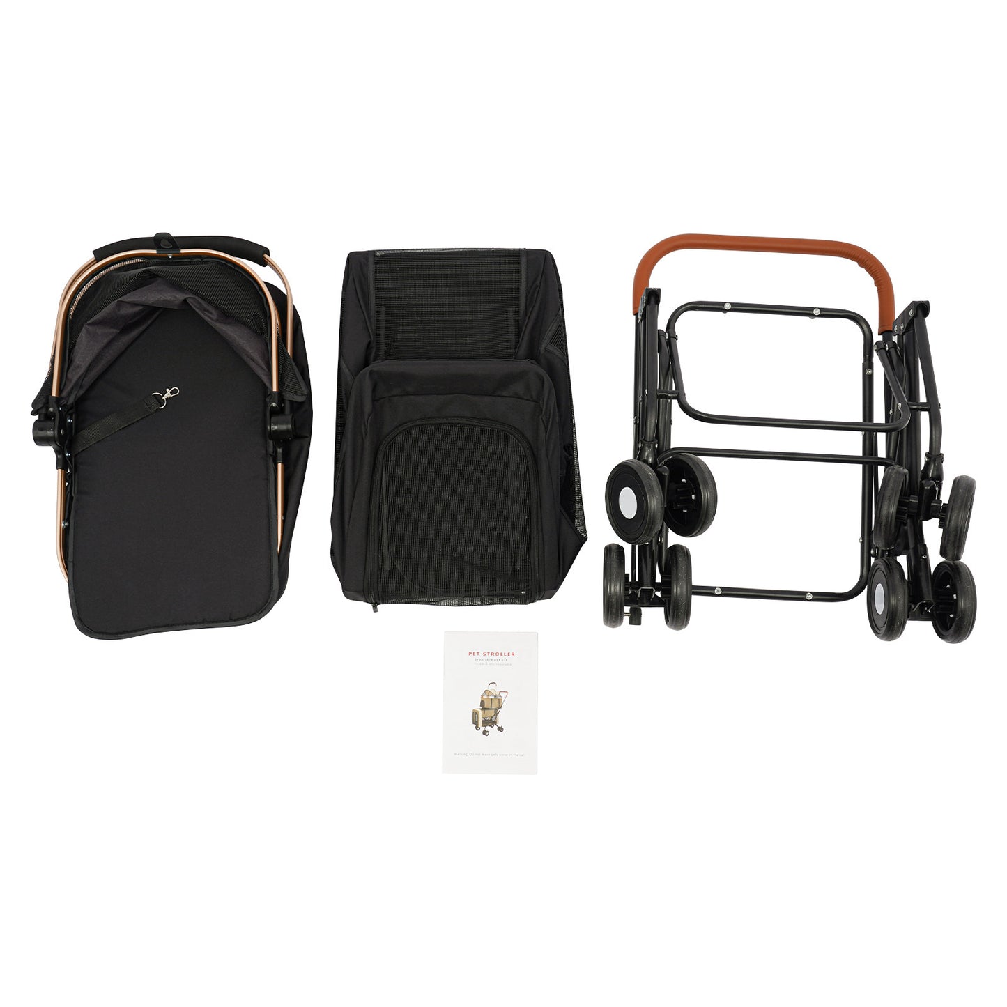 3-in-1 Heavy-Duty Two-Tier Pet Stroller Compatible for Dogs & Cats - Heavy-Duty Oxford Fabric & Frame, Spacious 2-Tier Kennel with Ventilation, Design & All-Terrain Wheels - Lightweight Portable Cart for Twins/Pets