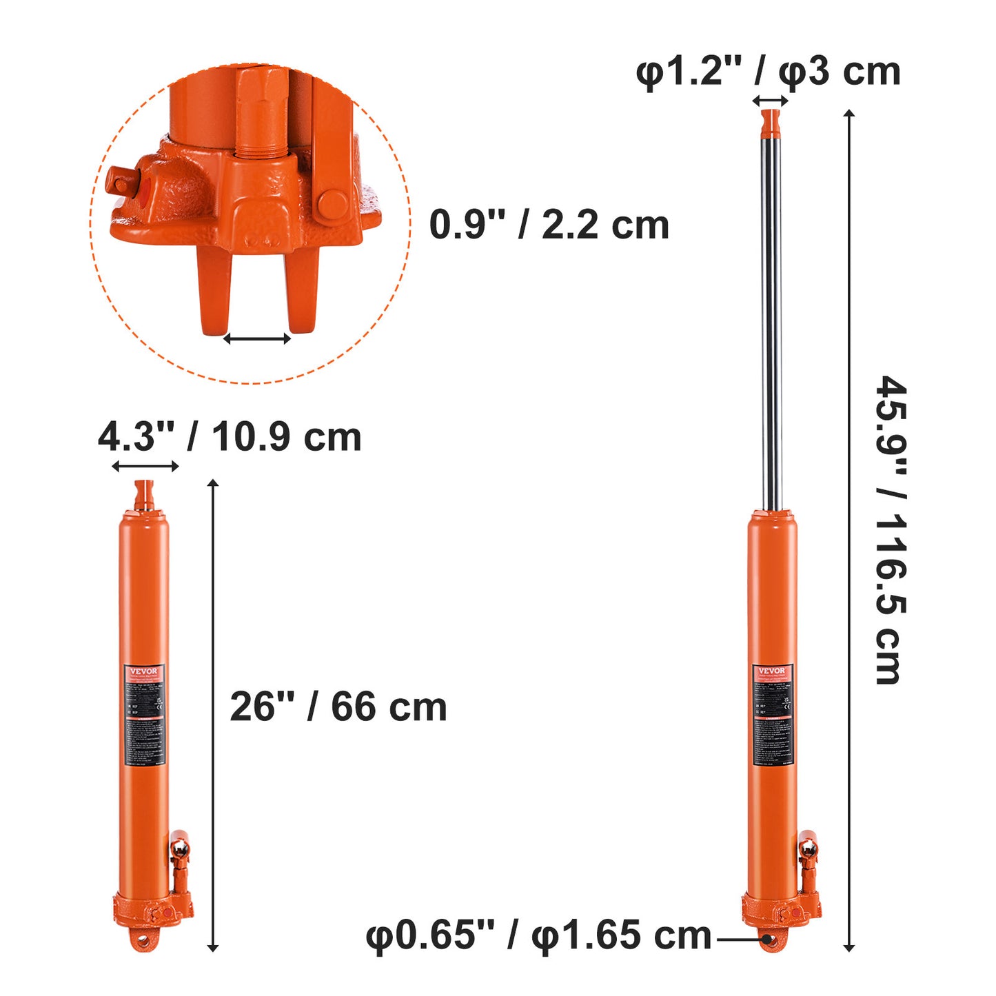 Hydraulische Langslagkrik – Hydraulische Krik – Langslag Krik – Motor Hefcilinder – Garage Krik – 8 Ton Draagvermogen – Single Piston Pomp