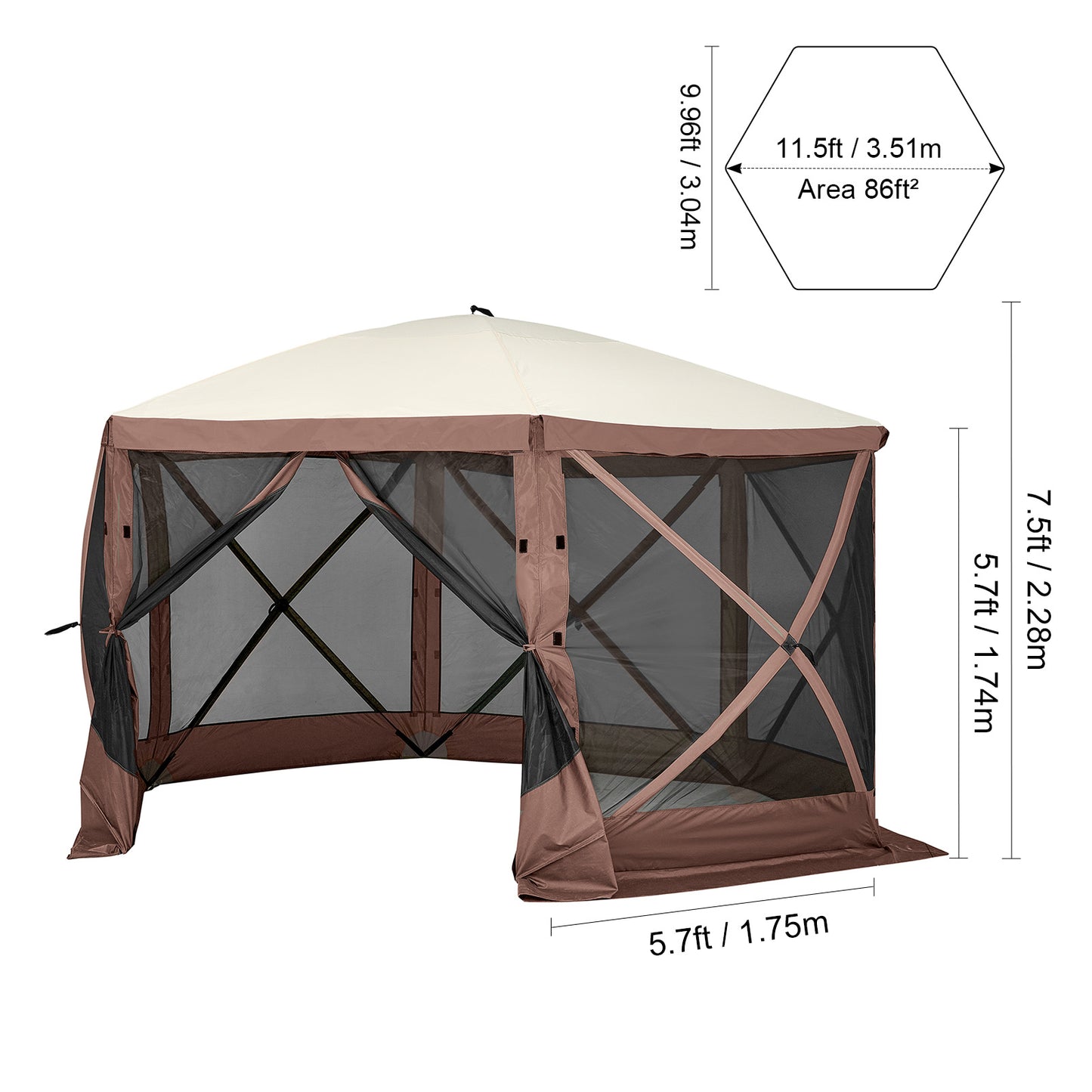 Partytent – Paviljoen – Pop-up Tent – Feesttent – Tuinentent – 350x350 cm – 300D Oxford Polyester – UV-Bescherming UPF 50+
