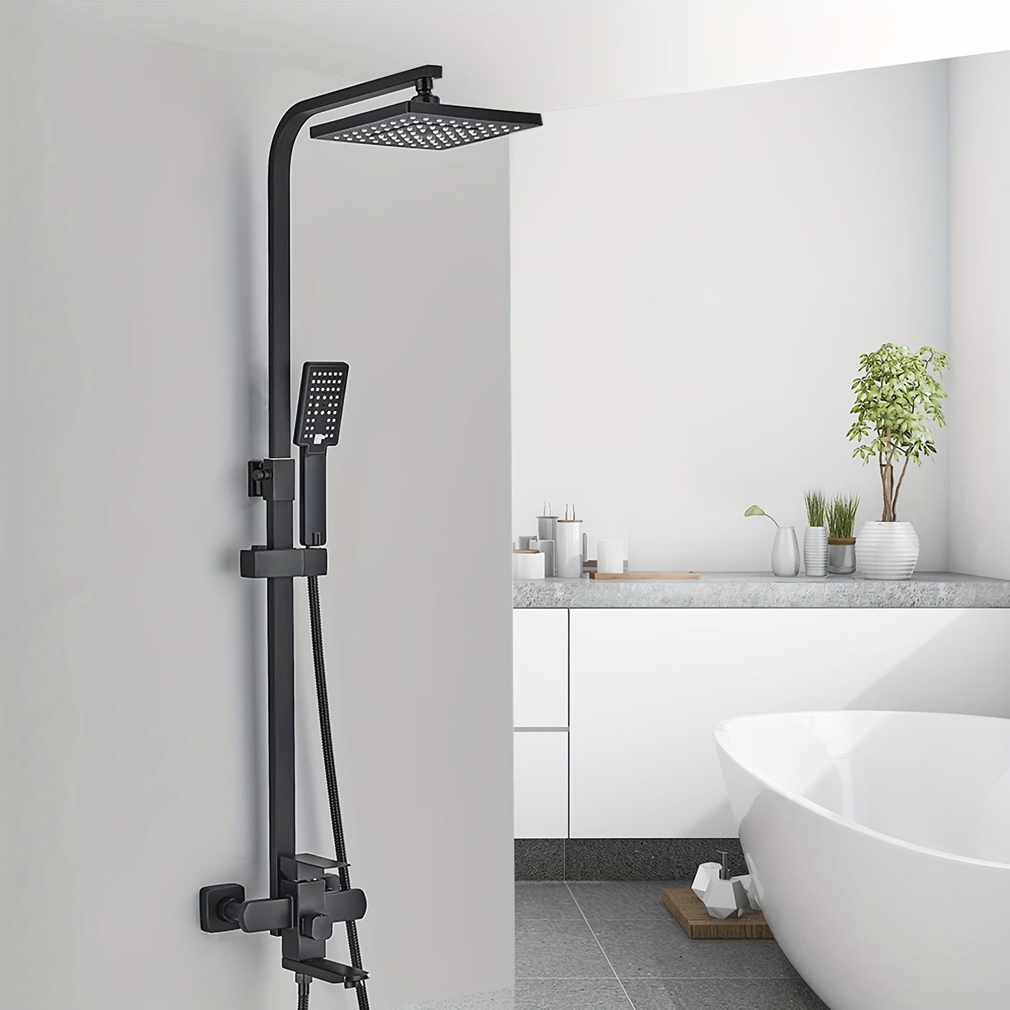 Douchekraan – Doucheset – Regendouche – Handdouche – Douchepaneel – Mat Zwart – RVS Hoogwaardig – Dual-Function Bediening