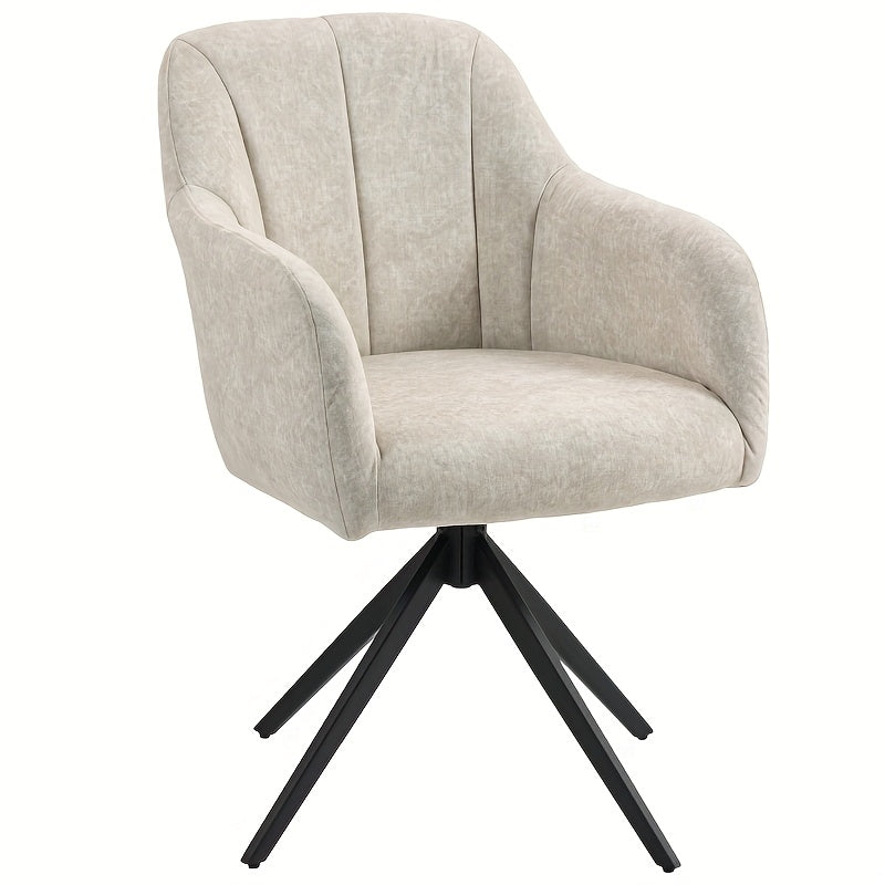 Leisure Chair Armchair Living Room Swivel Chair Leisure Chair Upholstered Tufted Leisure Armchair Velvet Appearance Upholstered Armchair Bedroom Makeup Chair Beige