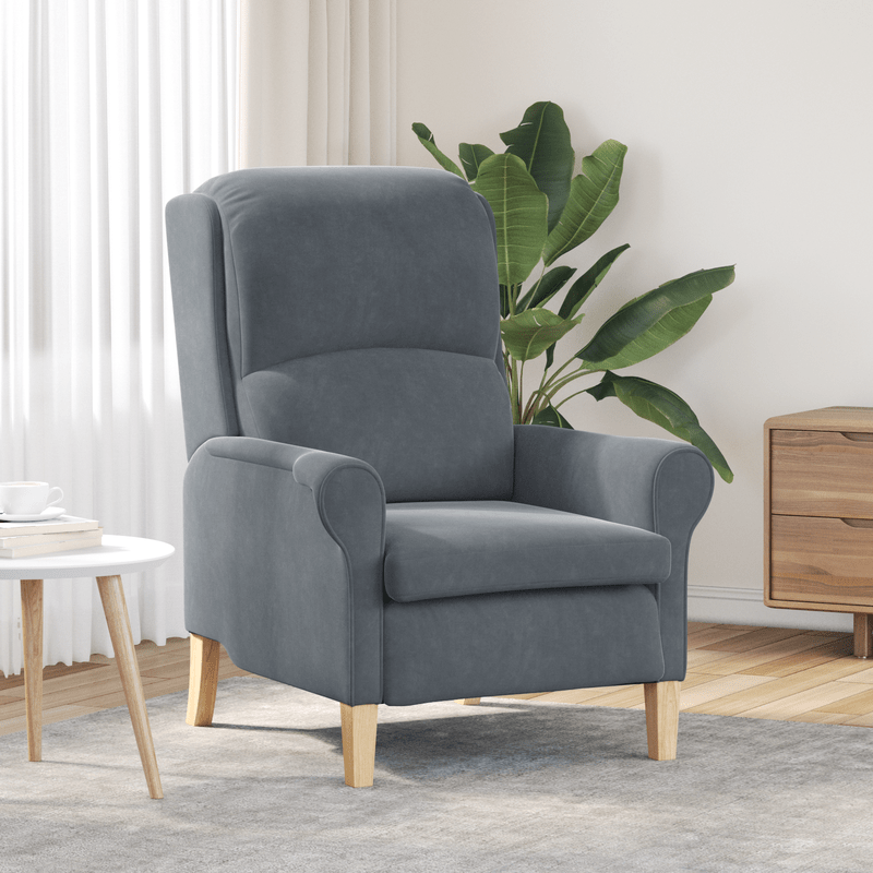 Fauteuil – Armstoel – Zetel – Lounge Stoel – Donkergrijs – Comfortabele Bekleding – Stevig Zacht Houten Frame