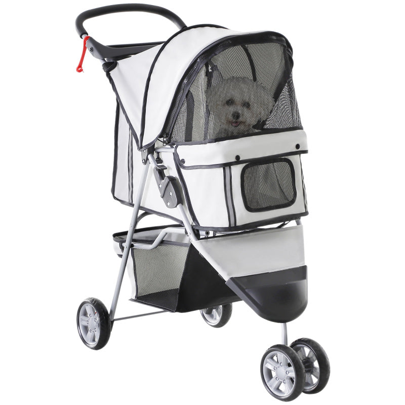 Hondenbuggy – Huisdierenwagen – Wandelwagen – Opvouwbare Buggy – Dierenbuggy – Ademend Mesh – Duurzaam Oxford Stof – Grijs