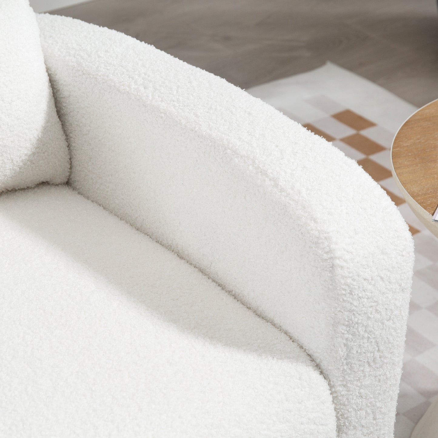 Fauteuil – Armstoel – Zetel – Leunstoel – Clubstoel – Modern Design – Rubberhouten Pootjes – Lendensteunkussen – Wit