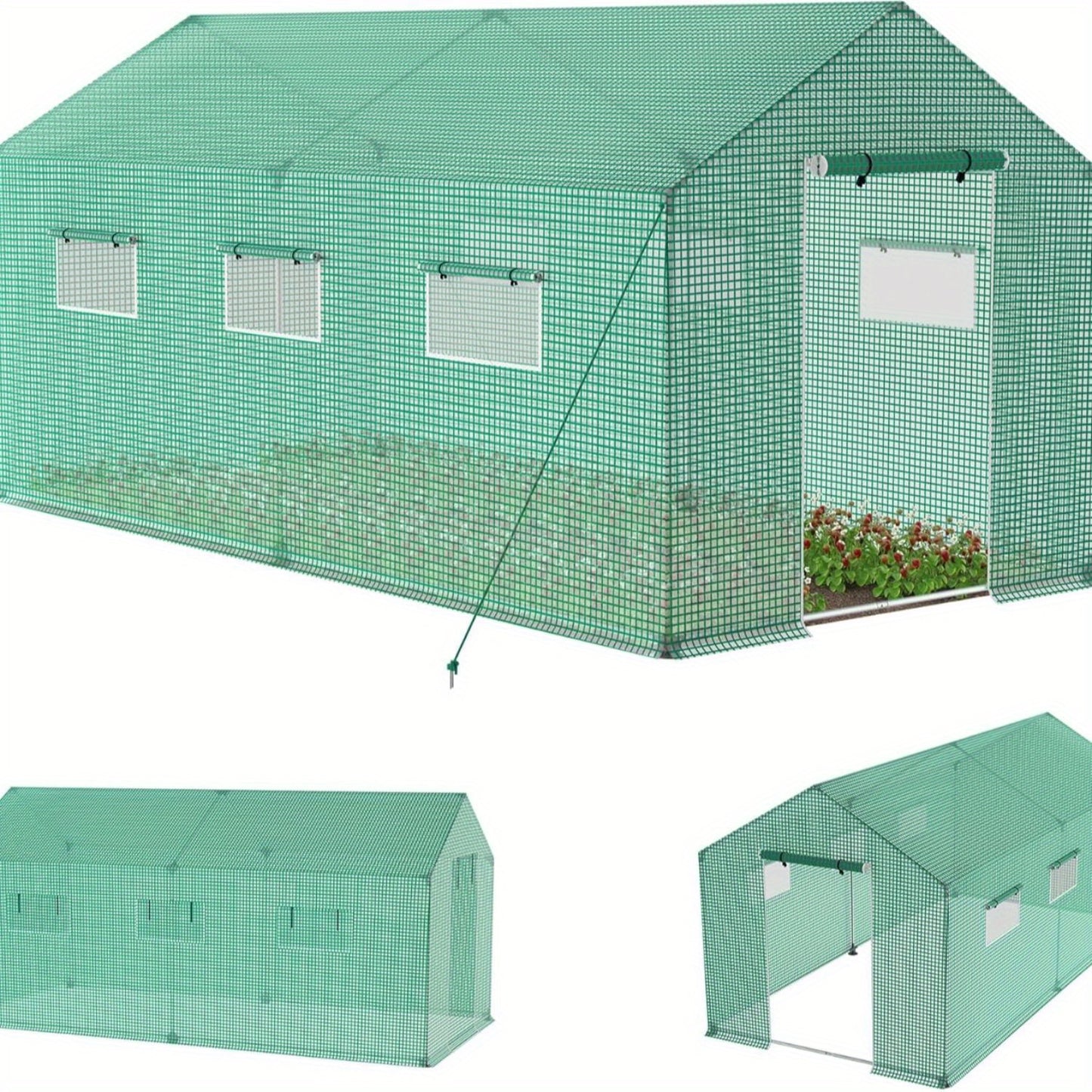Tomatenkas – Kweekkas – Tuinkas – Broeikas – Groentekas – Winterbestendig – Gegalvaniseerd Stalen Frame – 4,5x2x2 Meter – Met Insectengaas & Grondankers