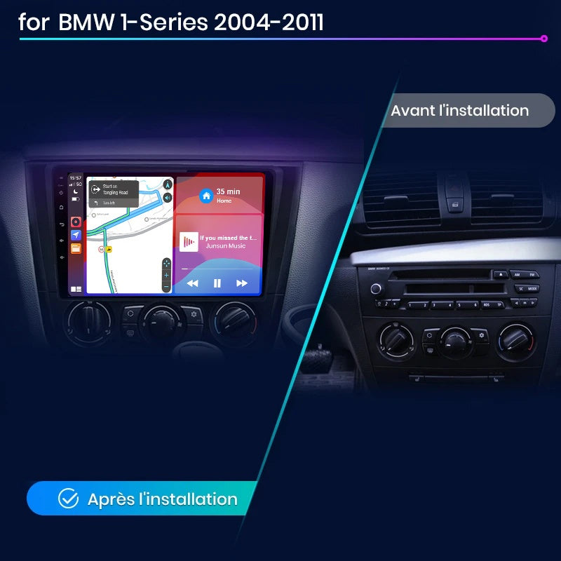 Android Autoradio – 2DIN Multimedia Speler – Touchscreen Radiosysteem – CarPlay Autoradio – Android Auto – 9 Inch HD Scherm – Draadloze Connectiviteit – 4GB RAM 64GB Opslag – GPS Navigatie – BMW 1 Serie 2004-2011