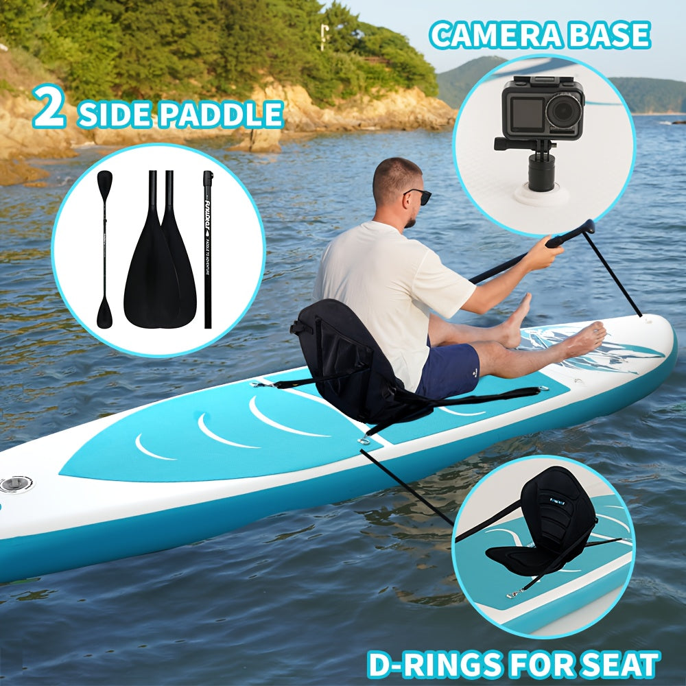 Paddleboard – SUP Board – Stand Up Paddle – Opblaasbaar Board – Suppen – 350x84x15 cm – Hoogwaardig PVC – Blauw-Wit Tijgerwalvis Design