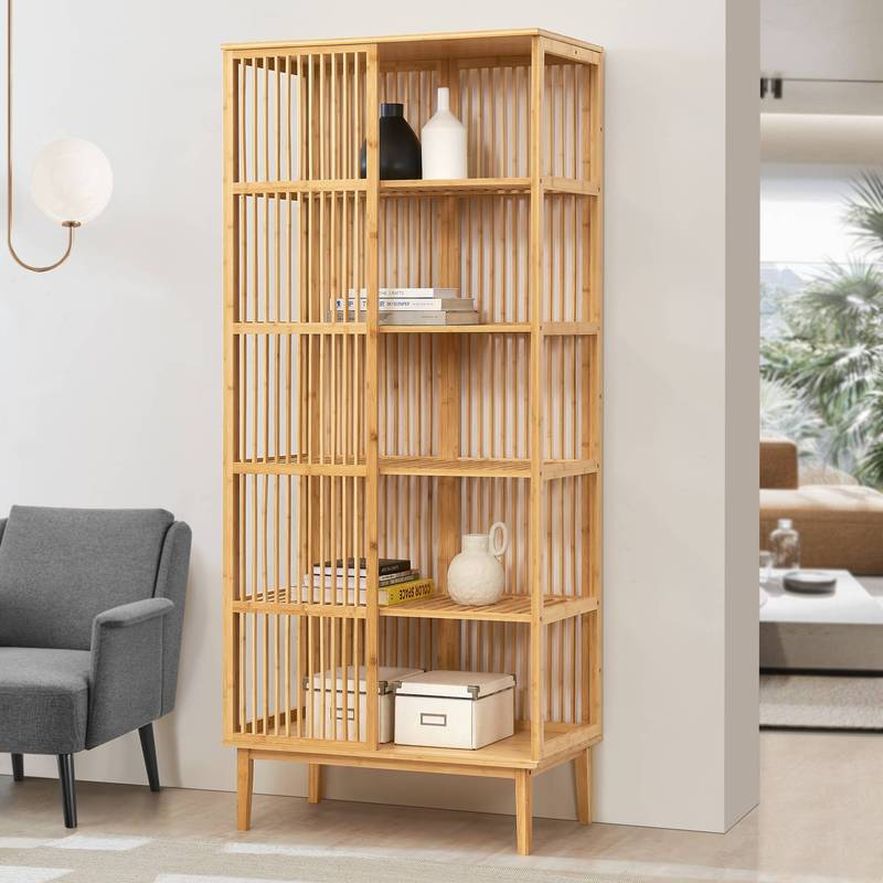 Bamboekast – Opbergkast – Staande Rek – Multifunctionele Kast – Badkamerkast – 5 Ruime Vakken – 185 x 80 x 45 cm – Duurzaam Bamboe