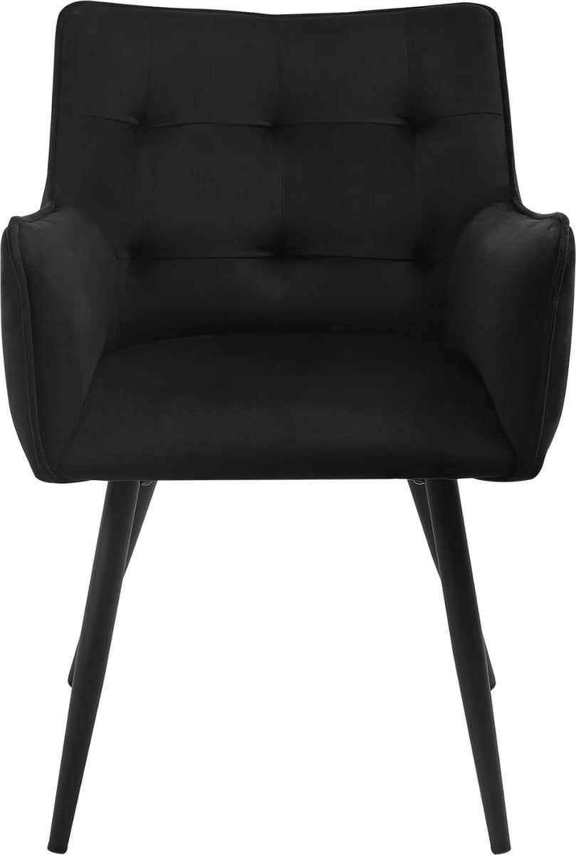 Dining chair - Set of 2 chairs - Velvet dining chair - Dining table chair - Armchair - Velvet - Black Leg - Black