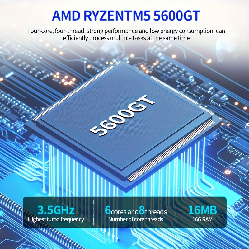 Gaming PC – Highperformance Pc – Gaming Computer – Compact Desktop – Moderne Desktop – AMD Ryzen 5 5600GT Processor – 16GB DDR4 RAM & 1000GB NVMe SSD