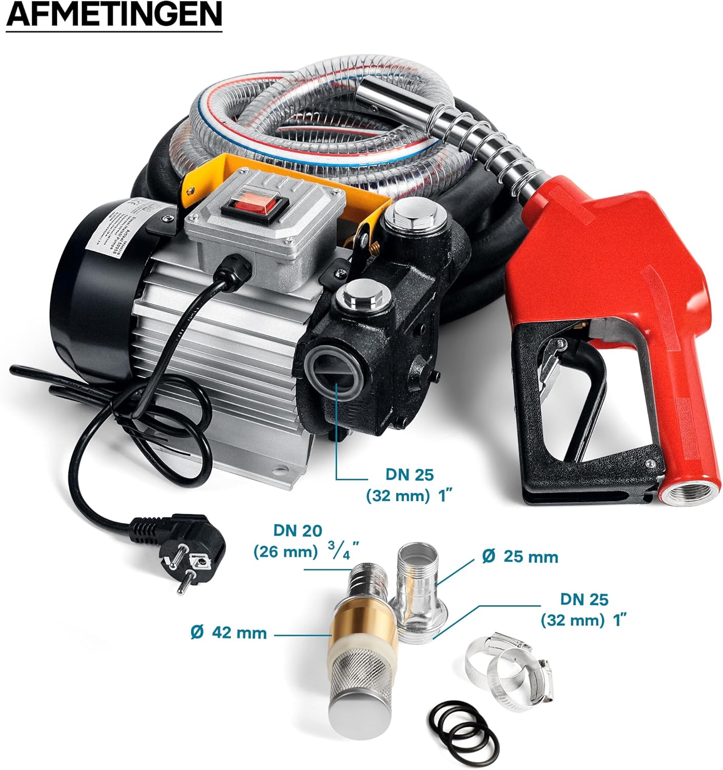 Diesel- En Stookoliepomp 230 V 550 W 60 L/Min – Dieselpomp – Overhevelingspomp – Brandstofpomp – Transferpomp – Zelfaanzuigend – Automatisch Tankpistool Met Teller