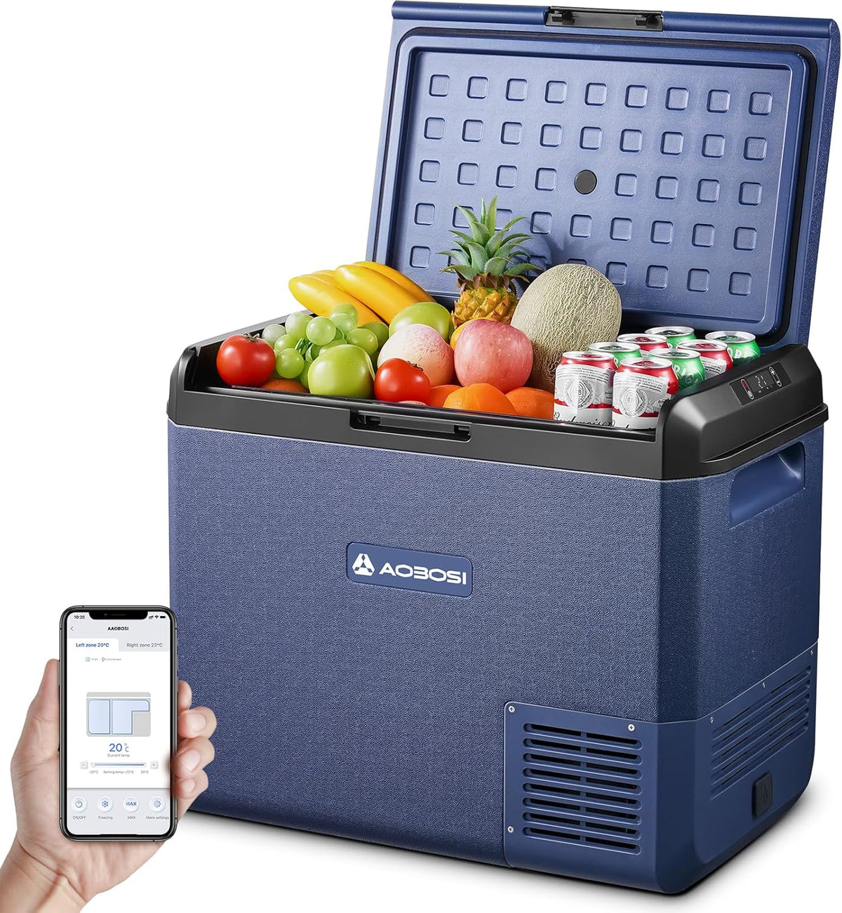 AAOBOSI Koelboxer 50L: Camping Koelkast 12v 240v, -20°C tot 20°C Compressor 12v Koelvriescombinatie voor Camper, Auto, Vrachtwagen, Boot, Camper, Reizen, Picknick