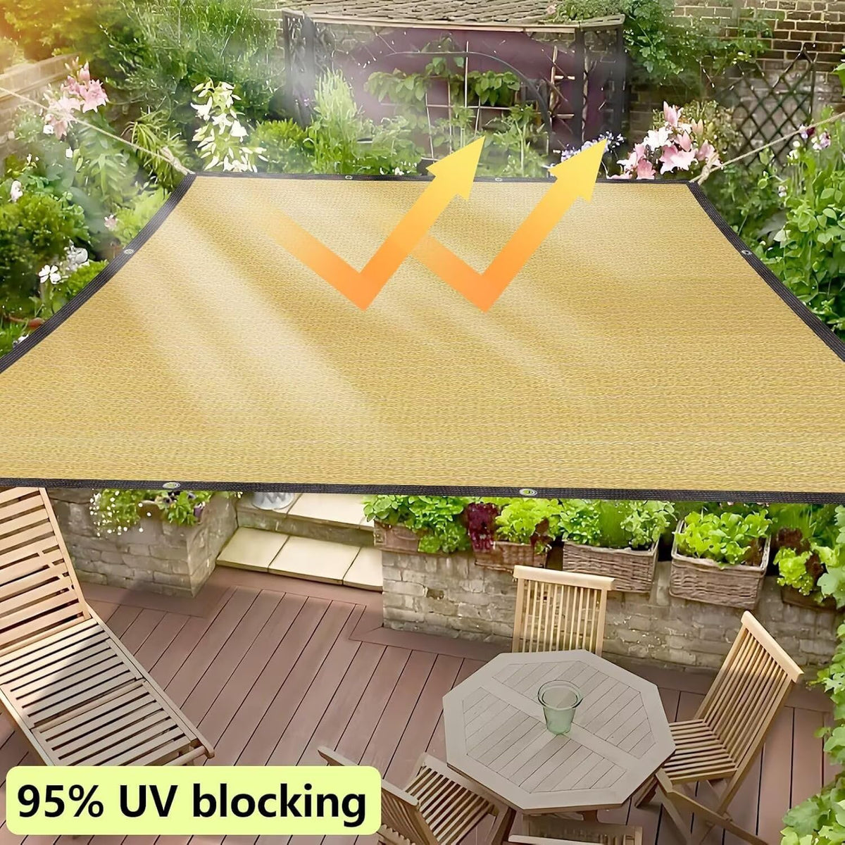 Rechthoekig zonnezeil, zonwering, weerbestendig, 90% schaduwnet voor tuin, broeikas, patio, terras en camping