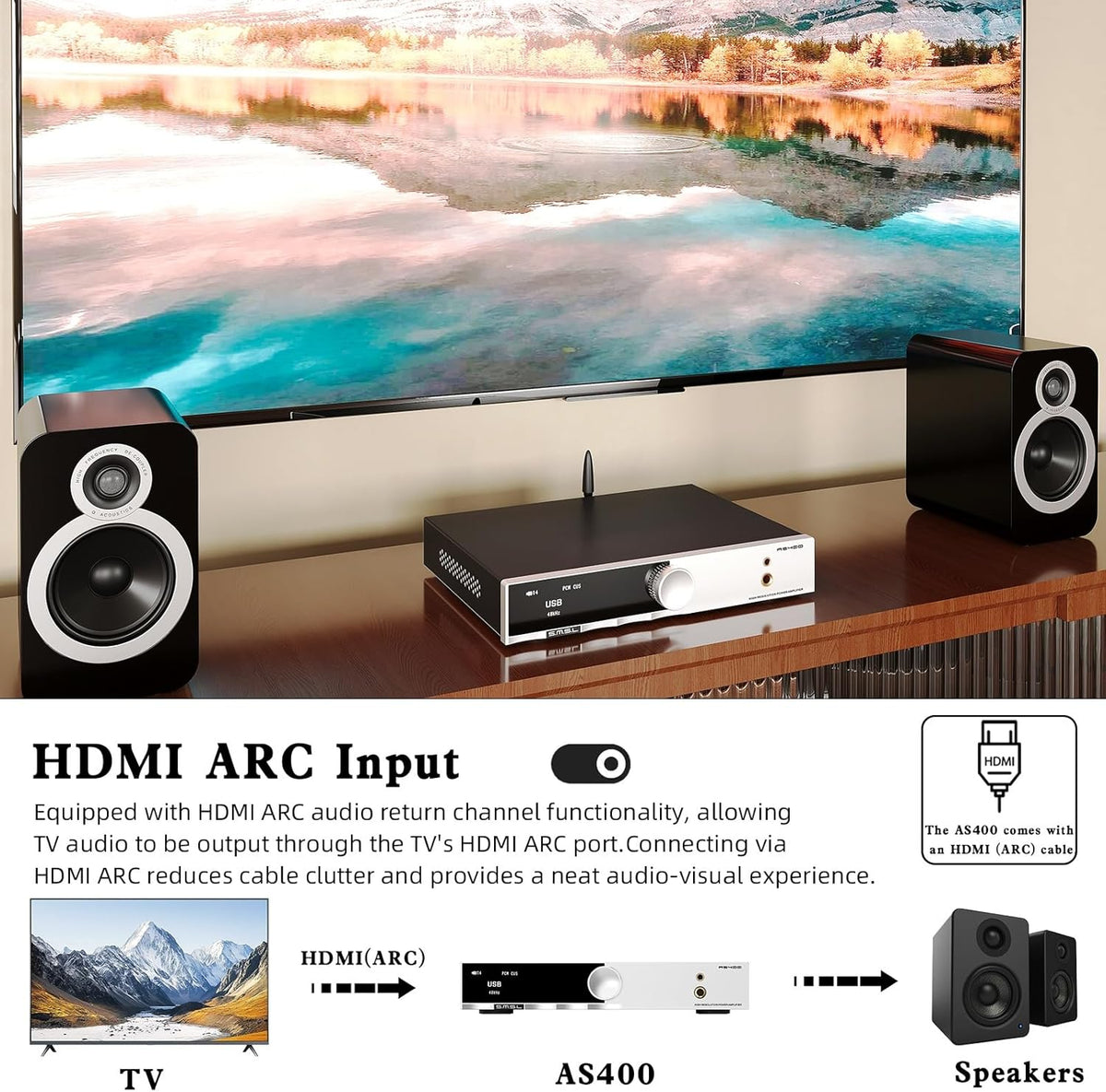 SMSL AS400 versterker DAC hoofdtelefoonversterker 165 W x2 2.1 kanalen MA5332MS MM Phono Amp Bluetooth 5.1 CS43131 MQA CD DAC voorversterker 4,4 mm / 6,35 mm RCA/BT/USB/Opt/Coax/Phono
