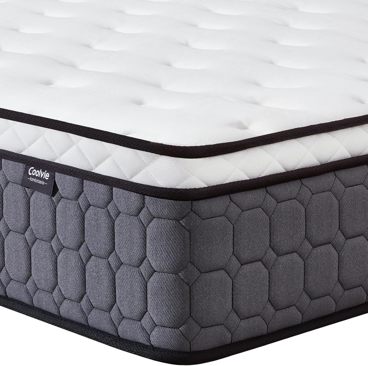 Coolvie Matrassen 160 x 200 cm, hoogte 25 cm, Oeko-Tex-gecertificeerd, hardheidsgraad H3 en H4, 7-zone pocketveringmatras met zeer dicht koudschuim voor stabiele grip en comfortabele omhuling