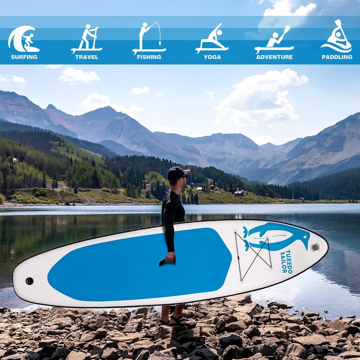 <font dir="auto" style="vertical-align: inherit;"><font dir="auto" style="vertical-align: inherit;"> Tuxedo Sailor Inflatable Stand-up Paddleboard 320 x 83 x 15 cm Inflatable SUP for All Skill Levels </font></font>