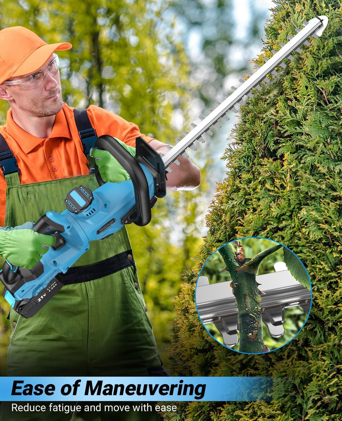 Heggenschaar met accu, elektrische heggenschaar met 4000 mAh accu