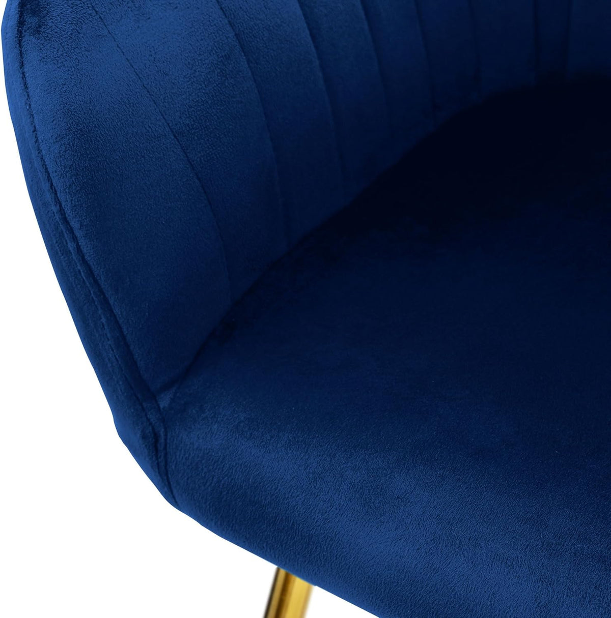 Eetkamerstoel – Keukenstoel – Woonkamerstoel – Stoel – Kuipstoel – Fluwelen Bekleding Blauw – Goudkleurig Metalen Frame – Ergonomische Rugleuning en Armleuningen