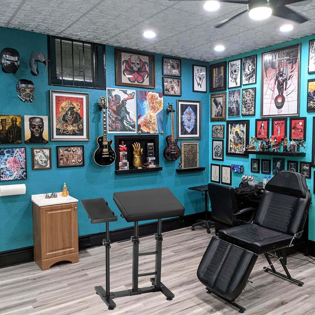 POARMEEY XXL Tattoo Armsteun Stand met Verstelbare Tattoo Tray voor iPad Professionele Oversized Armsteun en Houder Stand Combinatie