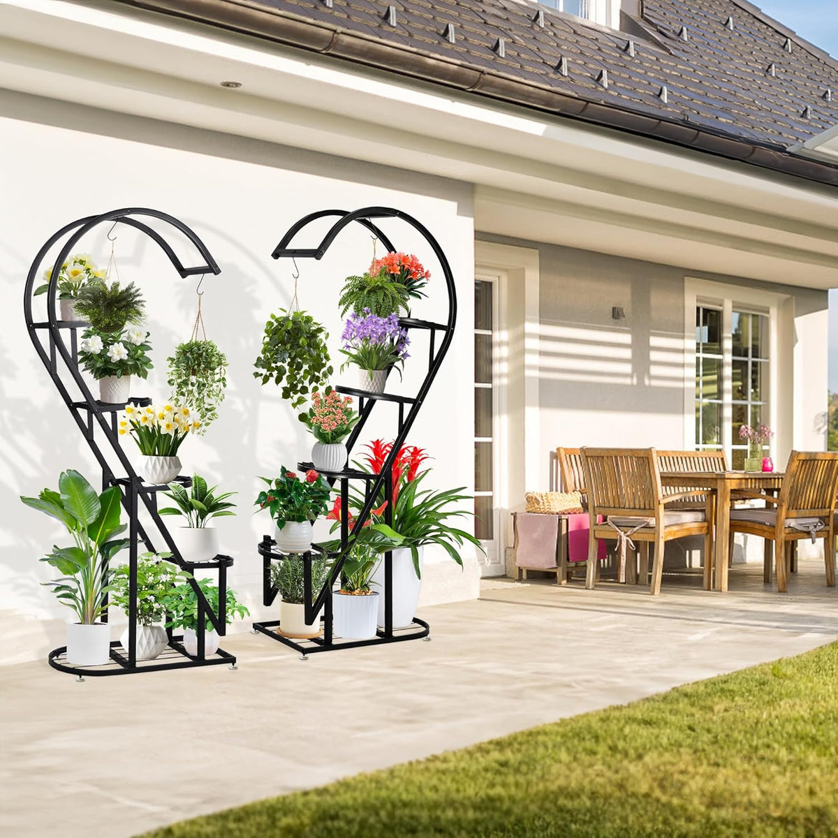 Plantenstandaard – Plantenrek – Bloemenrek – Bloemenstandaard – Plantenhouder – 5 Etages Hartvormig – Gepoedercoat Metaal – Voor Binnen En Buiten