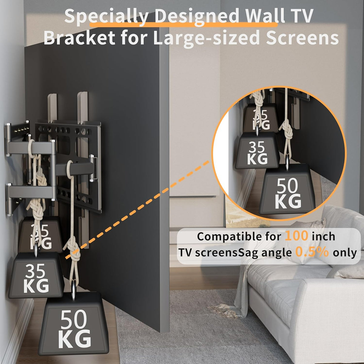 unho TV wall mount swiveling pull-out for up to 100 inches - QUORE