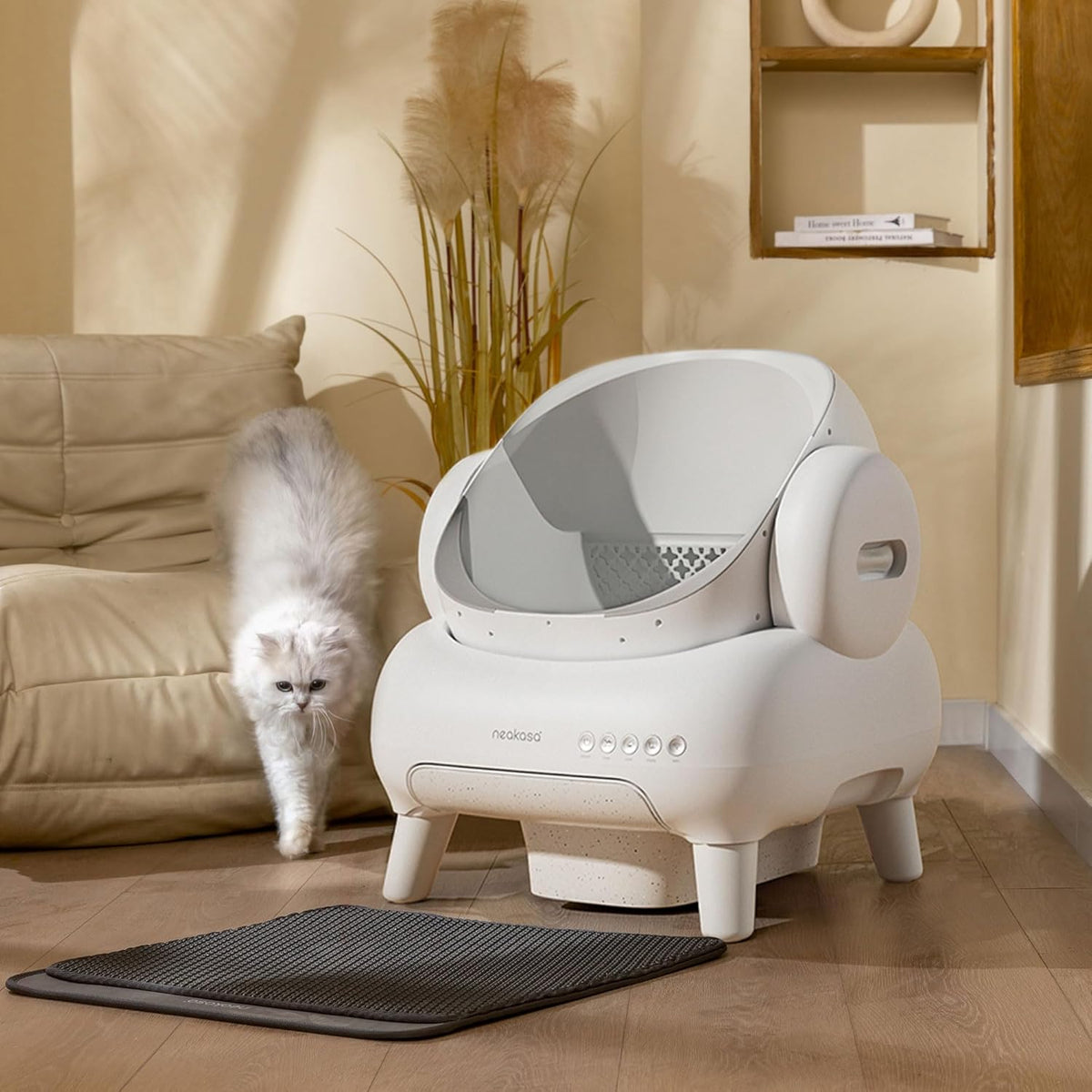 Neakasa M1 Lite Zelfreinigende kattenbak met open bovenaan, XXL capaciteit, app-bediening, veilig, onmiddellijke reiniging, geurvrij en hygiënisch, voor grote katten en meerkattenhuishoudens