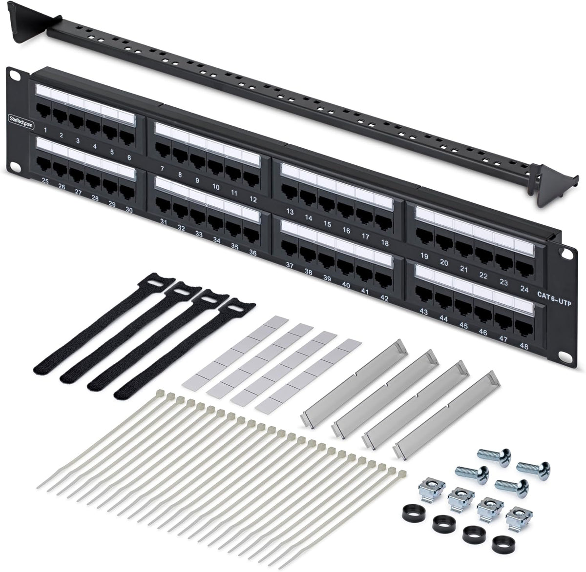 StarTech 48-Port 2U Rackmonteerbaar Cat6 Patchpaneel, RJ45, UTP, 110 Type, Cat 6 Ethernet Patch Paneel voor Netwerk Rack