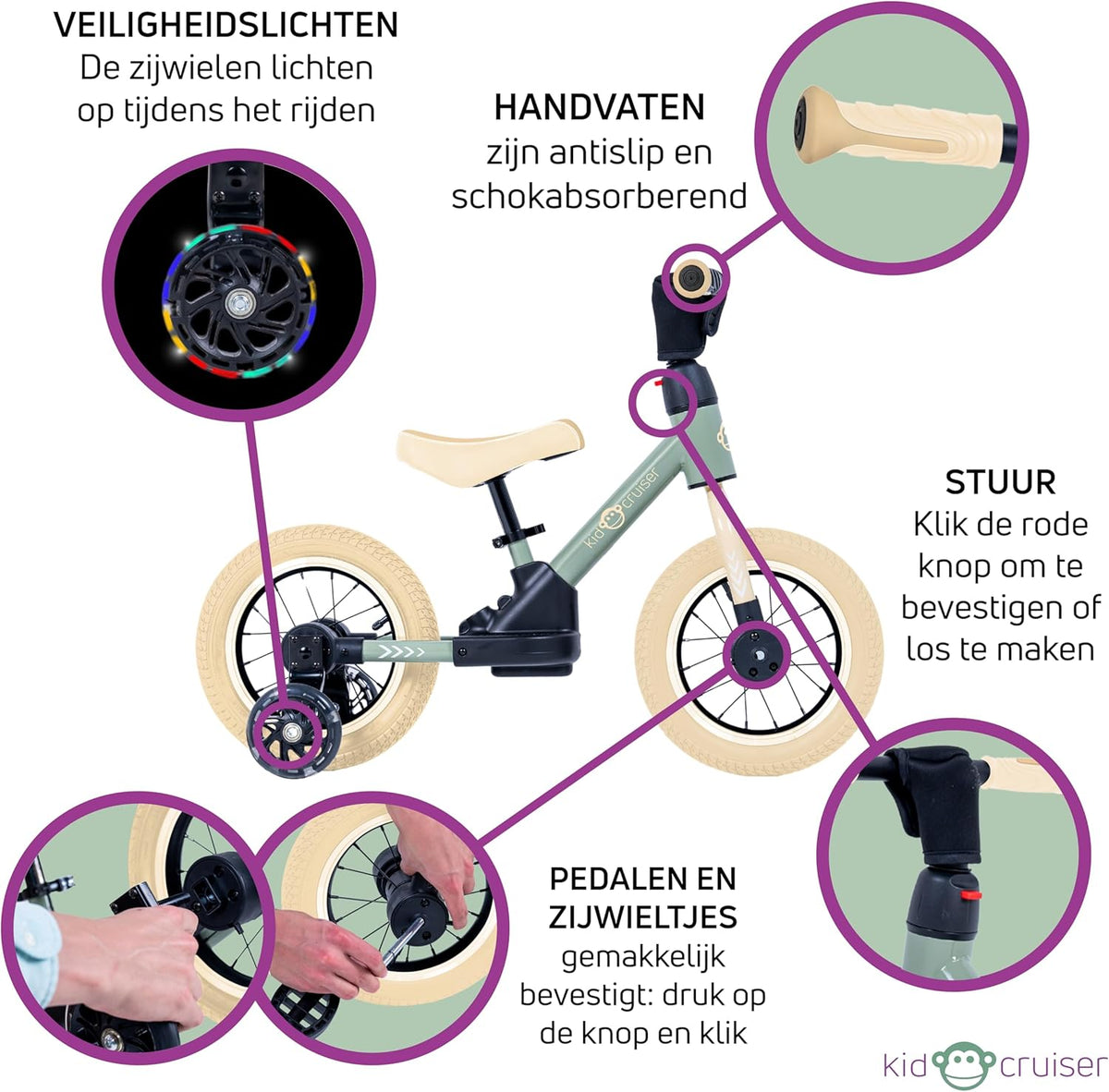 Pedalplay Loopfiets vanaf 2 jaar met LED zijwieltjes en trappers, t/m 6 jaar oud, Driewieler, 3-in-1 design, speelgoed vanaf 2 jaar voor jongens en meisjes, ijzersterk frame