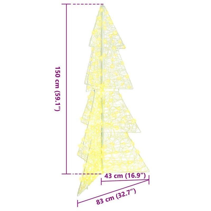 Kerstboom – Kerstboom Led – Kunstkerstboom – Verlichte Boom – Decoratieve Boom – Warm Wit Licht – 150 cm Hoog – Stevig Metalen Frame