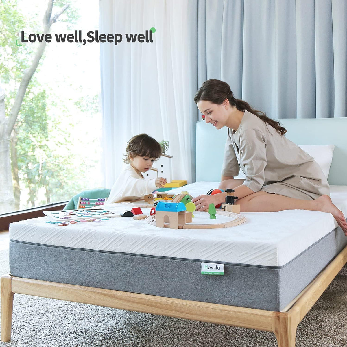 Novilla Matras 140 x 200 cm H3 gel traagschuim koudschuimmatras 7 zones schuim rolmatras bamboevezels ademend Oeko-Tex 18 cm
