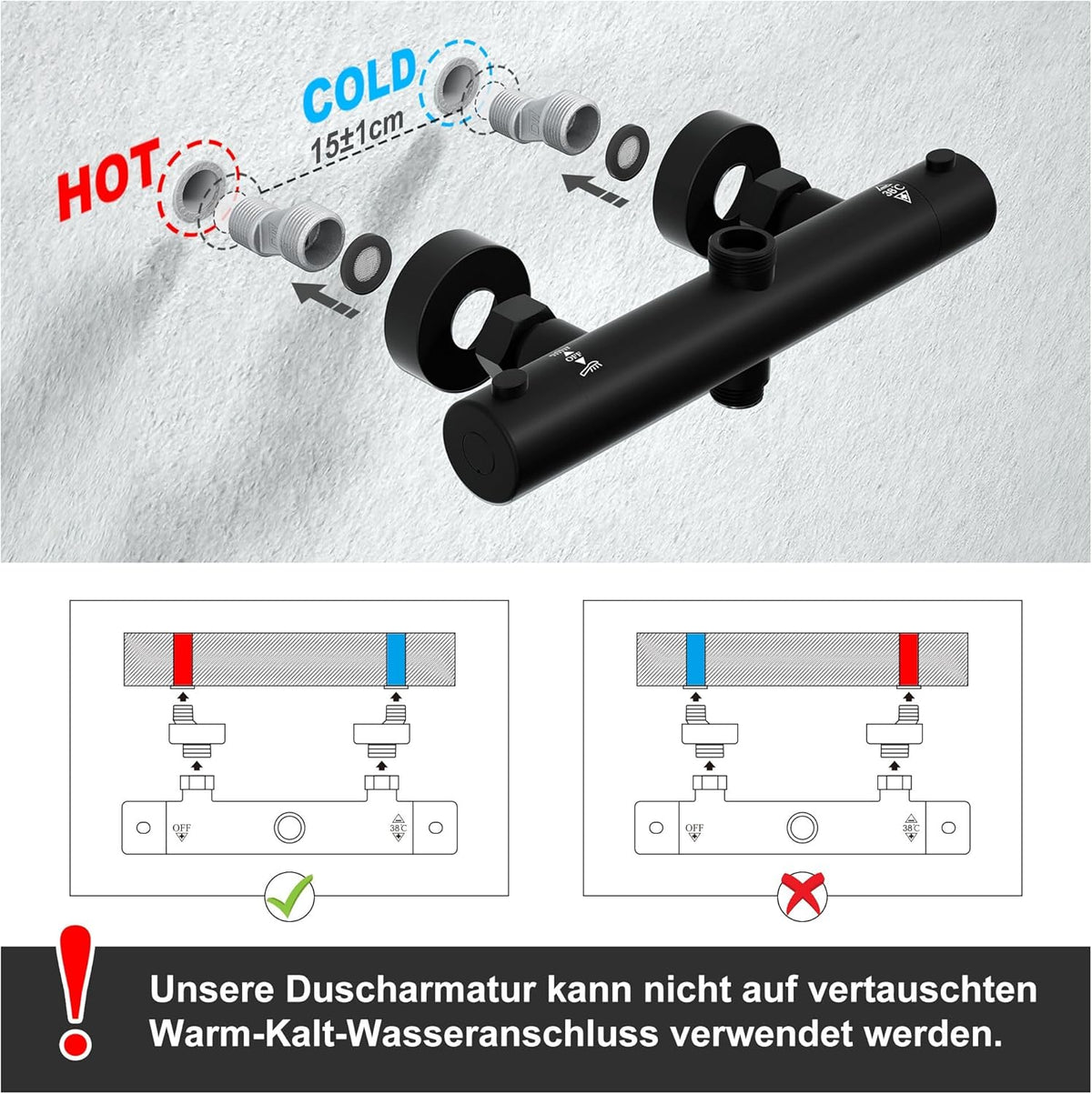 Douchekolom Thermostatisch – Doucheset – Regendouche – Douchesysteem – Douchekraan – Mat Zwart – Hoogte Verstelbaar – Roestvrijstalen Vierkante Douchekop 30x30 cm