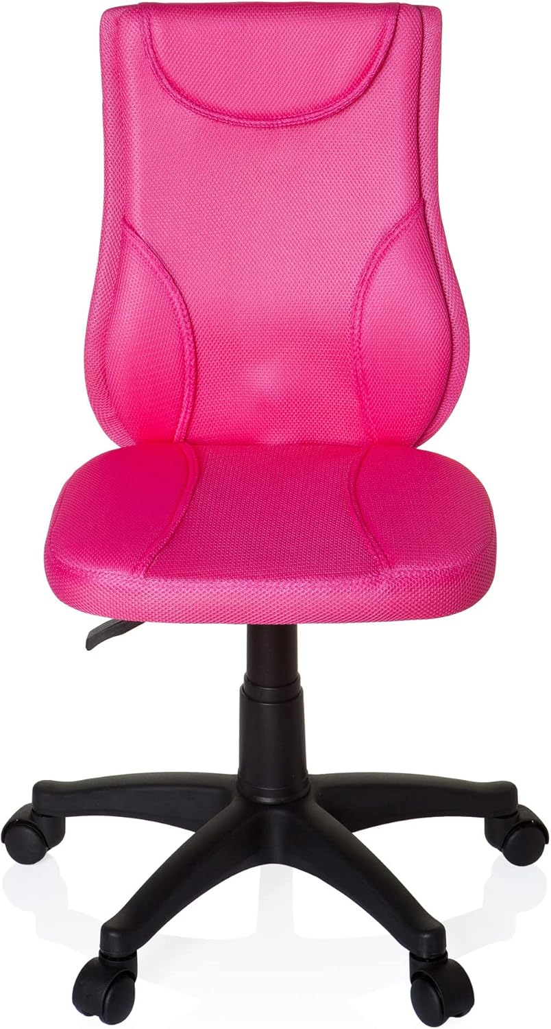 hjh OFFICE 670410 kinderbureaustoel KIDDY BASE netstof roze draaistoel ergonomisch in hoogte verstelbaar