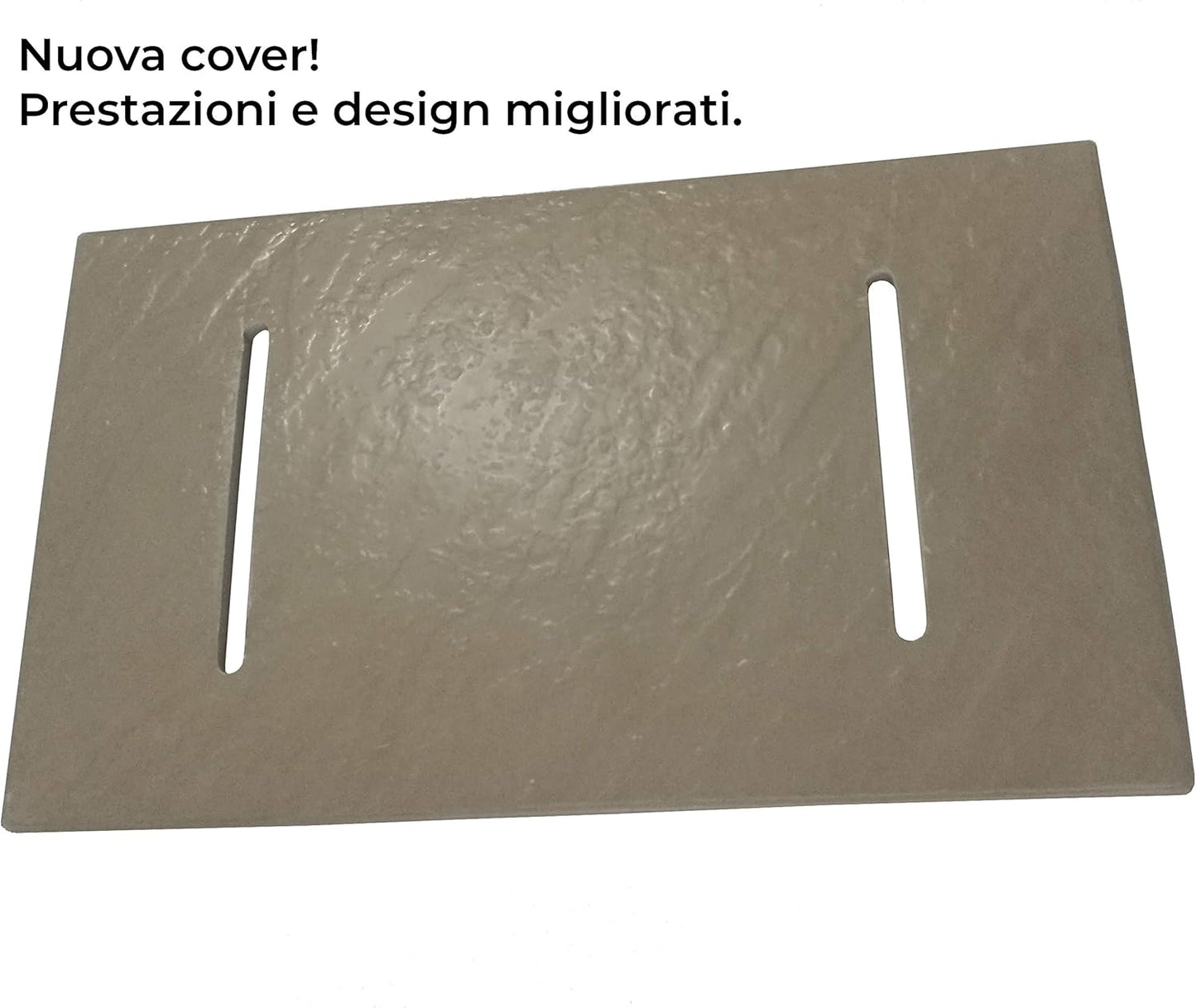 Laneri douchewand van SMC met doucheafvoer, motief leisteen, taupe, 70 x 120 cm