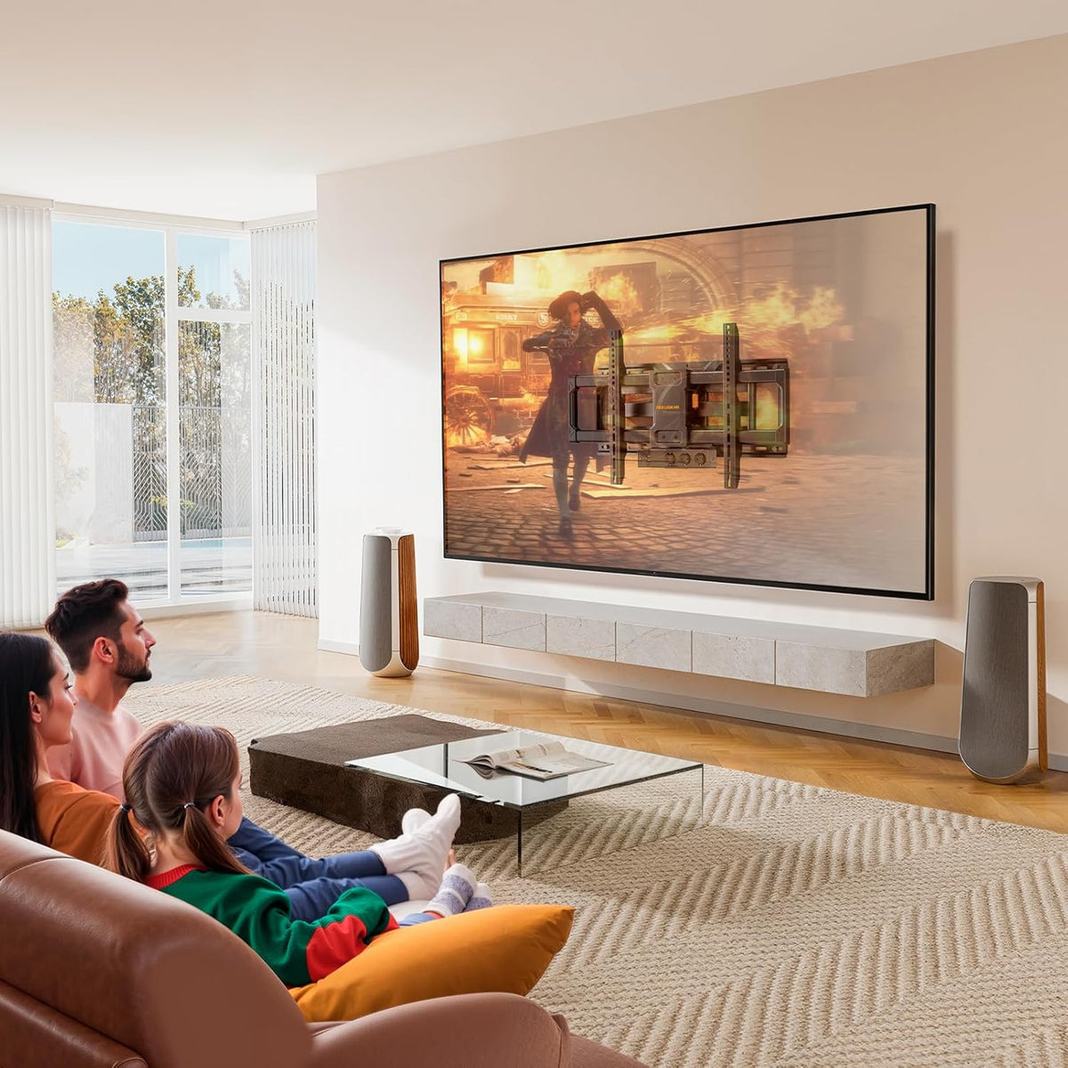 Volledig beweegbare tv muurbeugel met stekkerdoos – Tv beugel – Tv wandbeugel – Tv houder – Tv steun – 42 t/m 90 inch, tot 68 kg – Geïntegreerde stekkerdoos met 3 stopcontacten en 2 USB-poorten
