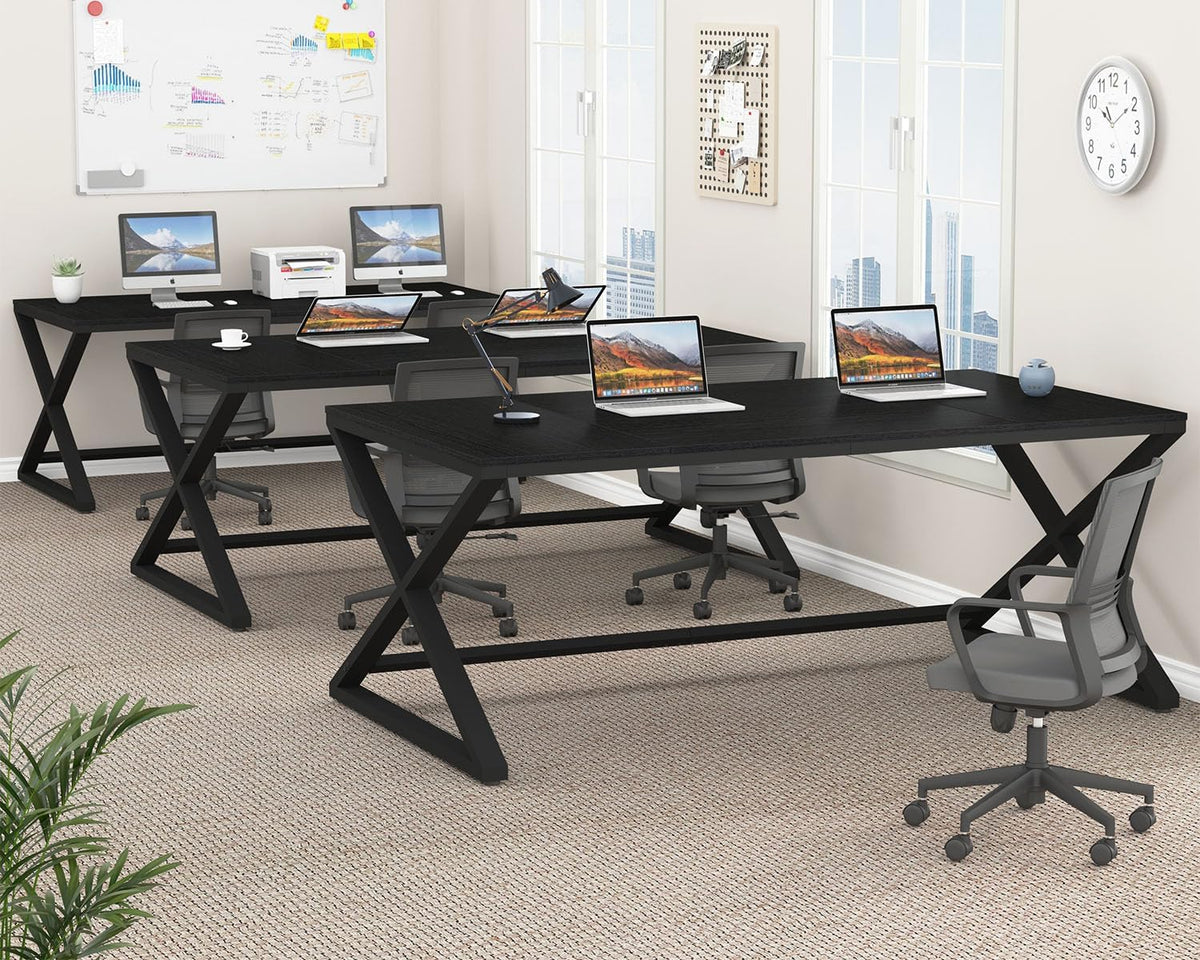 LVB Bureau, moderne grote computertafel voor thuiskantoor, houten tafel, werktafel, computertafel voor schrijven en leren in de slaapkamer, eenvoudig gamingbureau, zwart