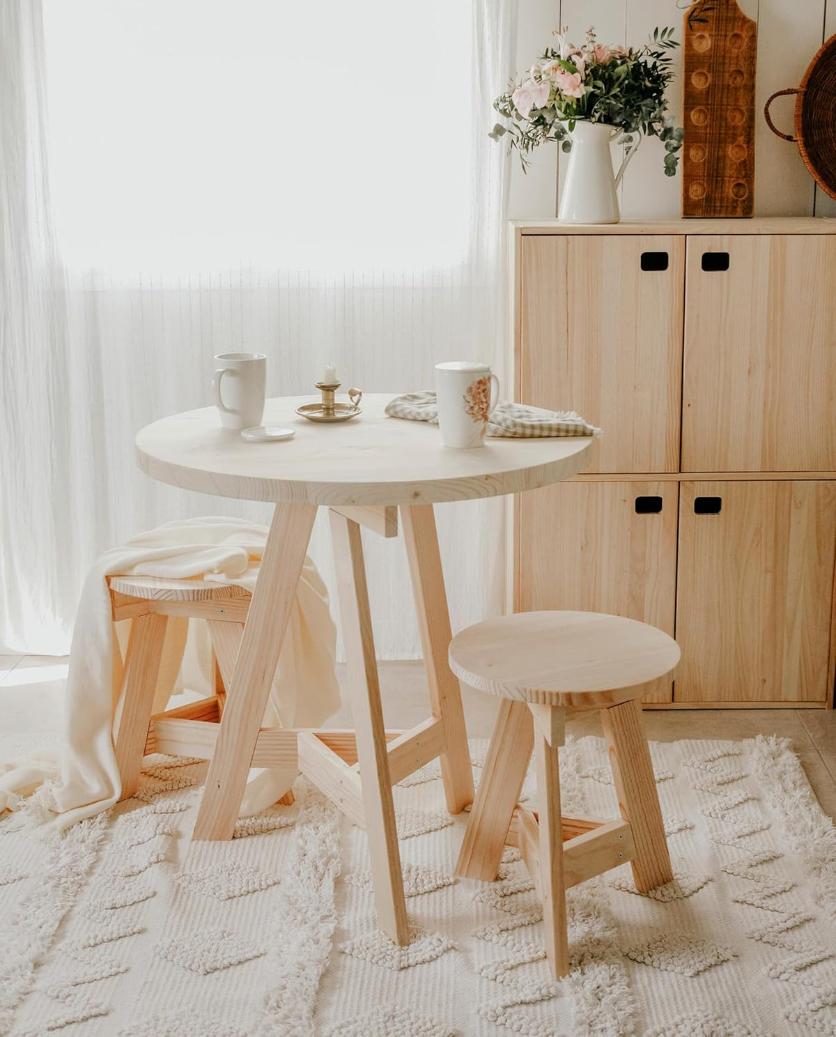 Astigarraga Kit Line Kast met 4 deuren en 4 planken, grenenhout, 105,4 x 70,8 x 33 cm